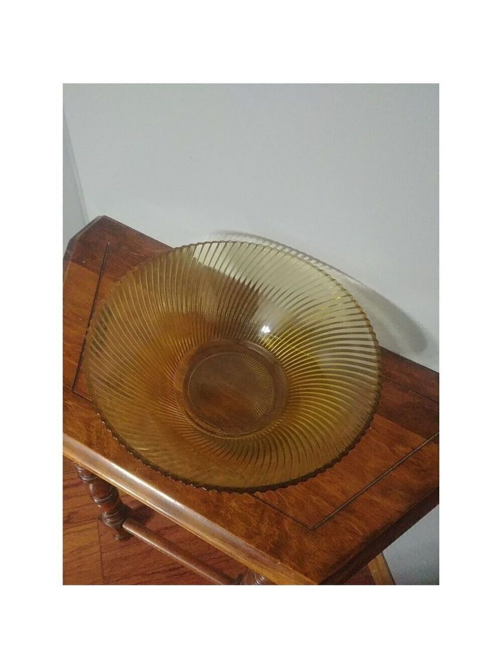 Vintage Federal Glass Diana Yellow Swirl Glass Serving Bowl 11 Inches Diameter